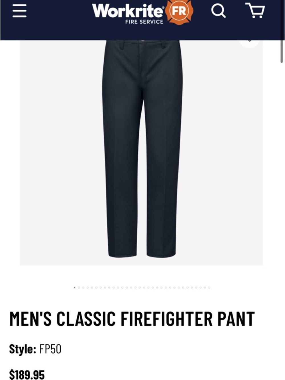 Workrite nomex Men's Straight-Leg Pants - Dark Navy 36 waist and unhemmed - Picture 3 of 6